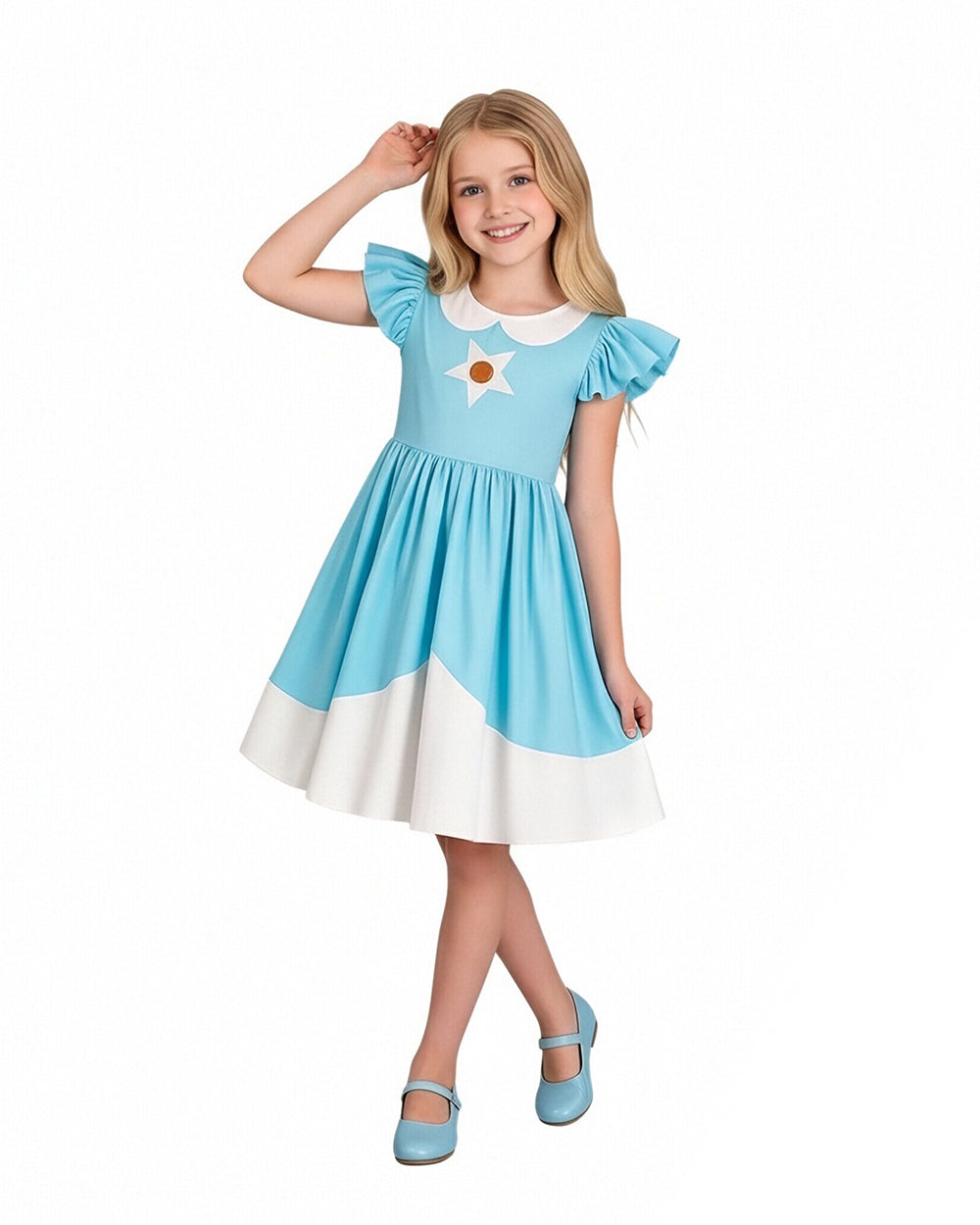 Flutter Sleeve Rosalina Dress Galactic Princess A-Line Gown Summer Sundress for Daily Wear
