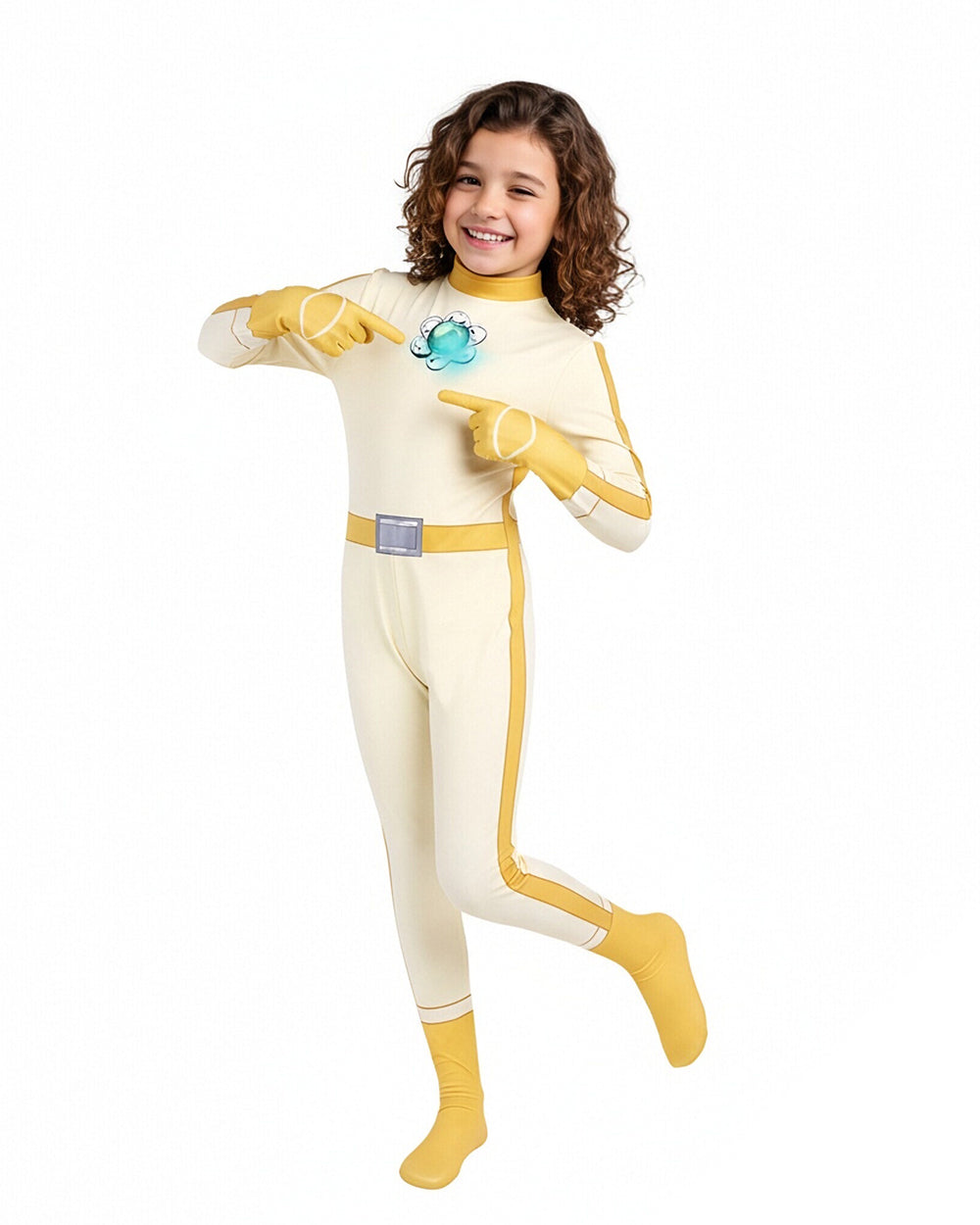 Peach Costume Girls Princess Outfit Super Brother Jumpsuit with Crown Gloves for Halloween Party