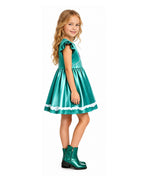 Girls Rosalina Princess Costume Green Dress and Bag 2pcs Suit for Cosplay Events