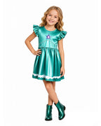 Girls Rosalina Princess Costume Green Dress and Bag 2pcs Suit for Cosplay Events