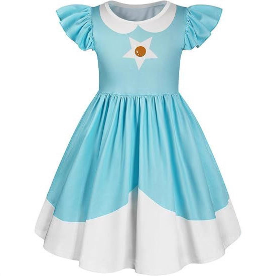 Flutter Sleeve Rosalina Dress Galactic Princess A-Line Gown Summer Sundress for Daily Wear