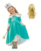 Rosalina Princess Costume Turquoise Satin Off-shoulder Ball Gown with Silver Star High Low Dress