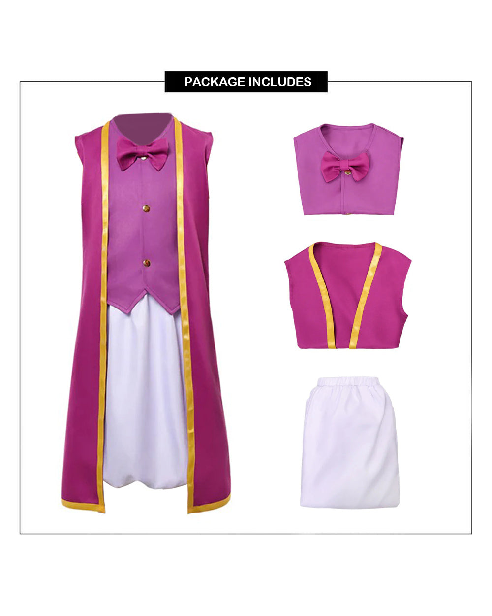 Royal Marshroom Costume Purple Gold-Trimmed Long Waistcoat Vest and Skirt Suit for Group Cosplay