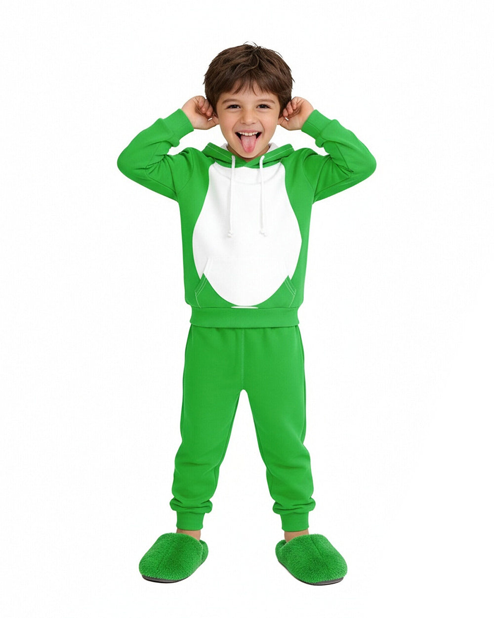 Green Dinosaur Costume Dragon Hoodie and Pants 2pcs Tracksuit for Cosplay