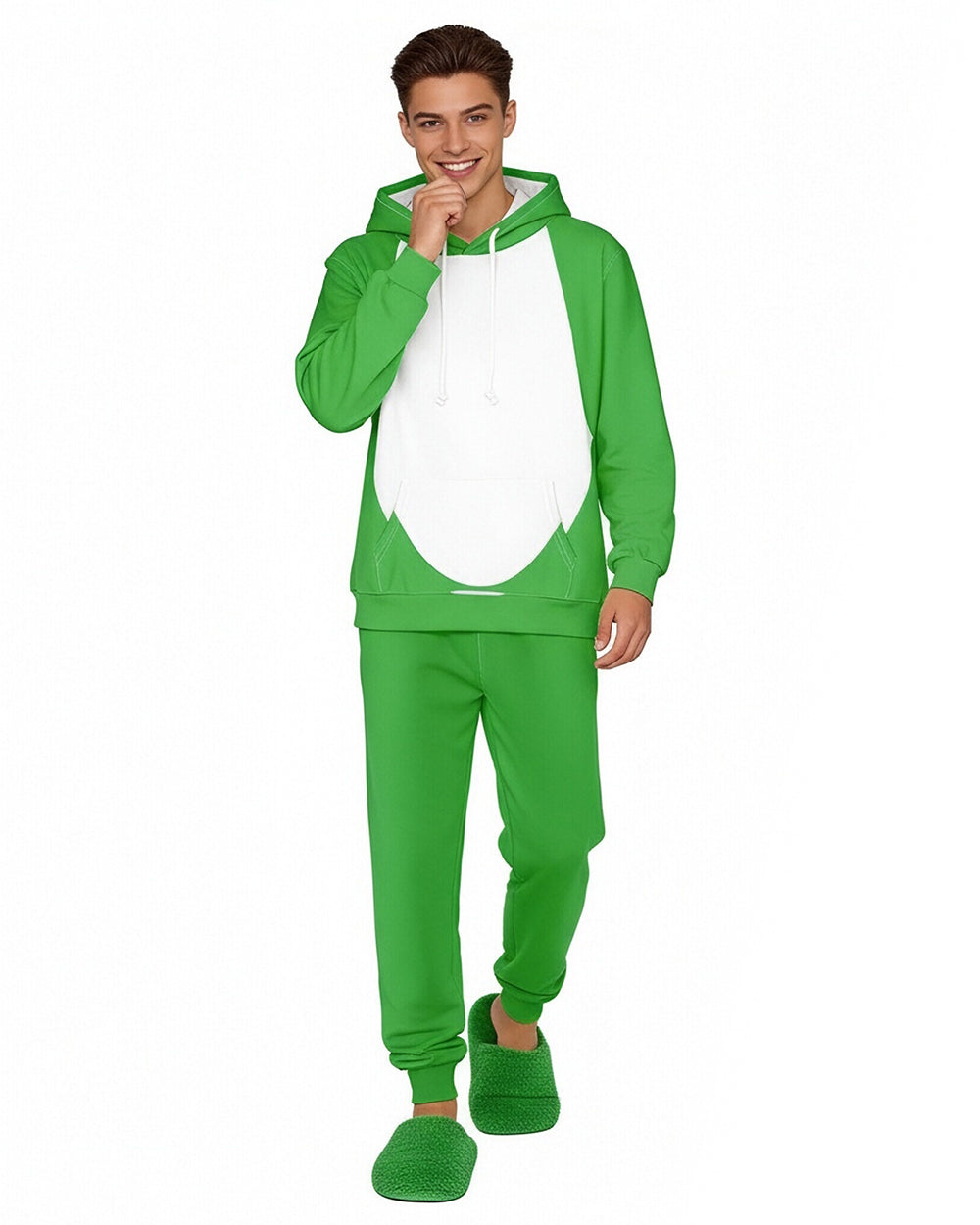Green Dinosaur Costume Dragon Hoodie and Pants 2pcs Tracksuit for Cosplay