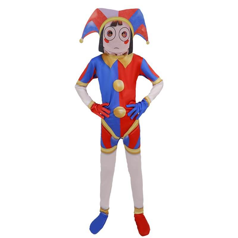 Pomni Costume Kids/Adult Digital Circus Pomni Cosplay Jumpsuit with Helmet