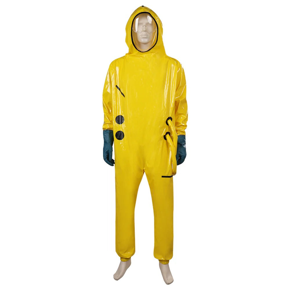 Kids Adults Unisex Yellow Hazmat Suit M.E.G. Investigator Costume ASYNC Researcher Outfit for Family Group Cosplay