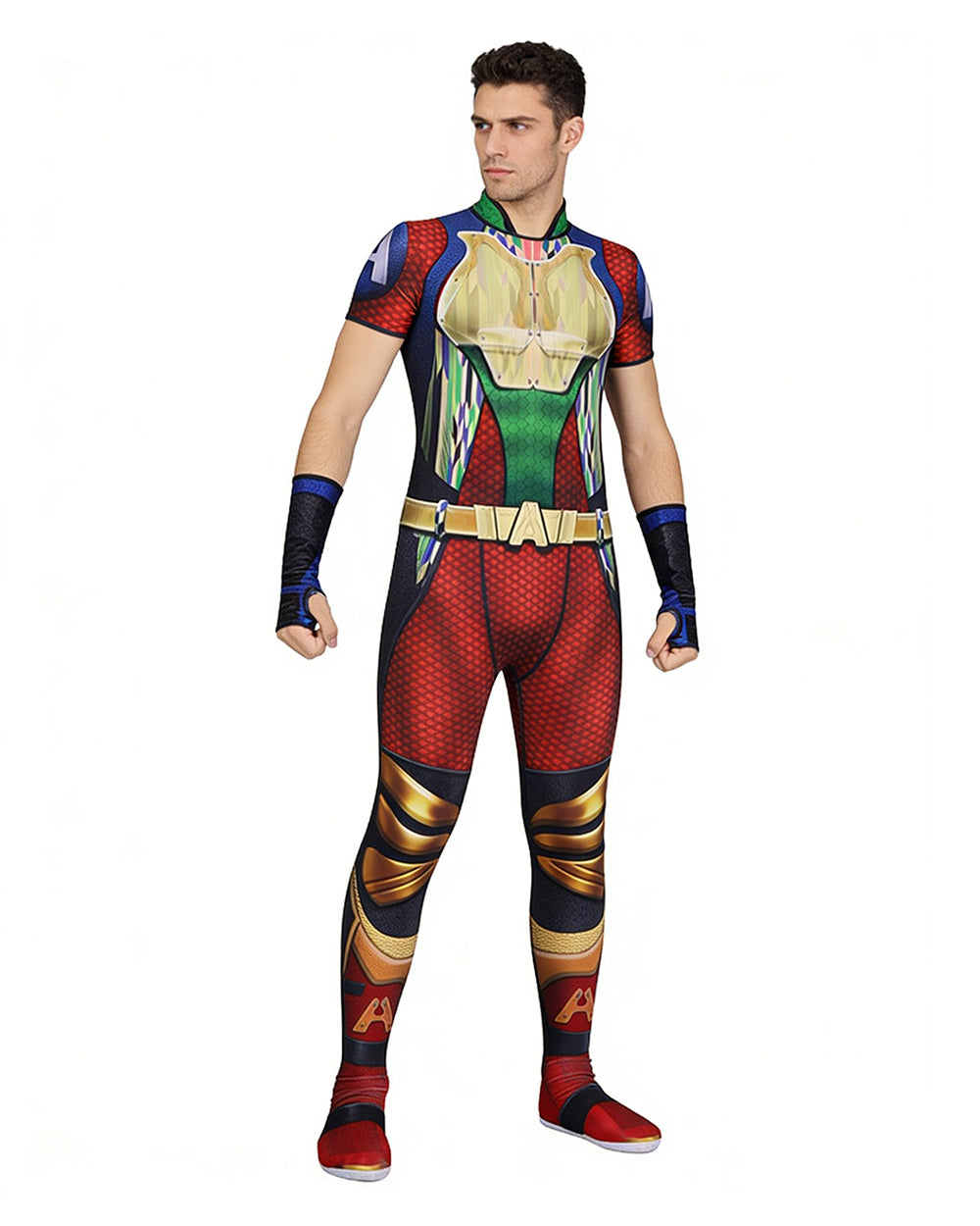 Boys A-train Costume Fastest Man in the World Jumpsuit Halloween Party Dress Up Outfit