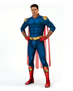 Mens Homelander Costume Boys Cosplay Jumpsuit with Cape for Dress Up Party