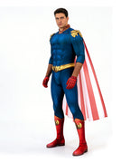 Mens Homelander Costume Boys Cosplay Jumpsuit with Cape for Dress Up Party
