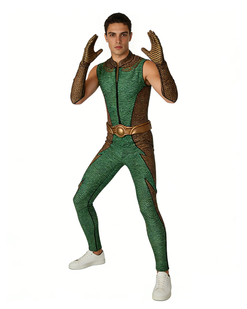 Lord of the Seven Seas Costume Adults Superhero Jumpsuit Gloves and Belt Suit