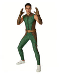 Lord of the Seven Seas Costume Adults Superhero Jumpsuit Gloves and Belt Suit