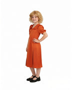 Bride Satin Dress Retro Rust Midi Gown with Oblique Button for Themed Events