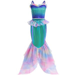 Girls Mermaid Costume Tops and Mermaid Tail Dress 2pcs Suit Princess Outfit for Kids Dress Up
