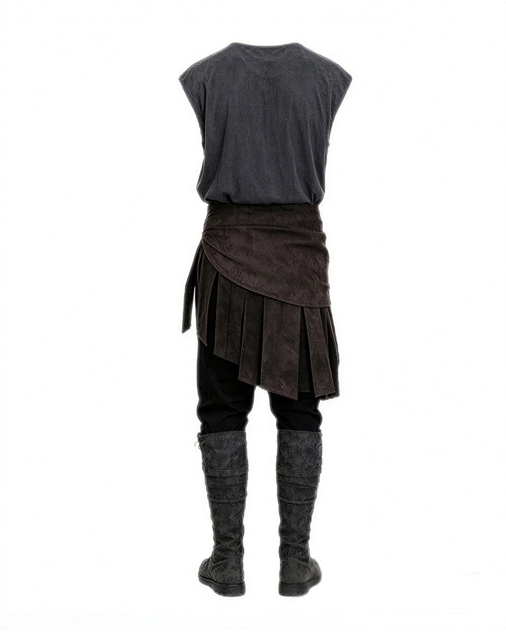 Ancient Greek Warrior Costume King Odysseus Style Dark Gray Vest and Pants Set for Renaissance Theme Events