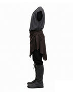 Ancient Greek Warrior Costume King Odysseus Style Dark Gray Vest and Pants Set for Renaissance Theme Events