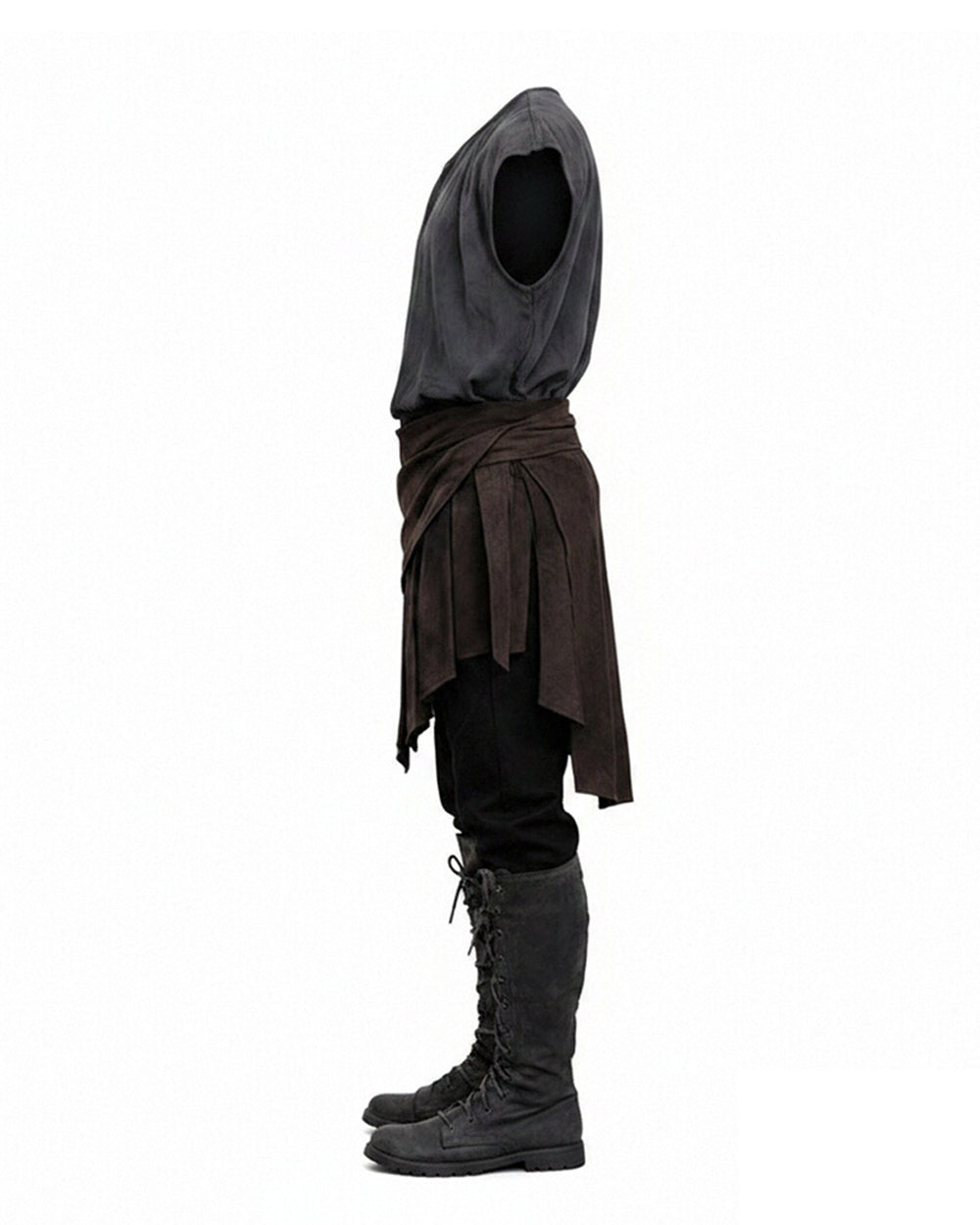Ancient Greek Warrior Costume King Odysseus Style Dark Gray Vest and Pants Set for Renaissance Theme Events
