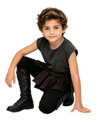 Ancient Greek Warrior Costume King Odysseus Style Dark Gray Vest and Pants Set for Renaissance Theme Events