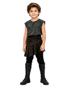 Ancient Greek Warrior Costume King Odysseus Style Dark Gray Vest and Pants Set for Renaissance Theme Events