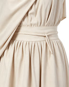 Ancient Greek Goddess of Wisdom Costume Off-White Toga Maxi Dress with Detachable Cape for Girls Women Cosplay