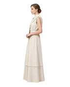 Ancient Greek Goddess of Wisdom Costume Off-White Toga Maxi Dress with Detachable Cape for Girls Women Cosplay