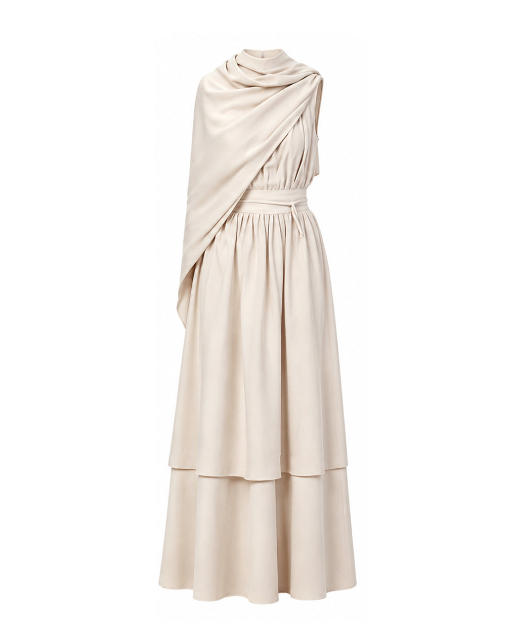 Ancient Greek Goddess of Wisdom Costume Off-White Toga Maxi Dress with Detachable Cape for Girls Women Cosplay