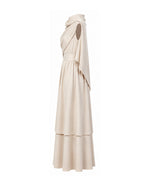 Ancient Greek Goddess of Wisdom Costume Off-White Toga Maxi Dress with Detachable Cape for Girls Women Cosplay
