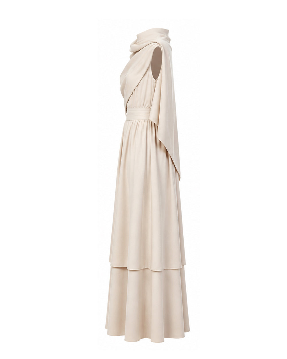 Ancient Greek Goddess of Wisdom Costume Off-White Toga Maxi Dress with Detachable Cape for Girls Women Cosplay