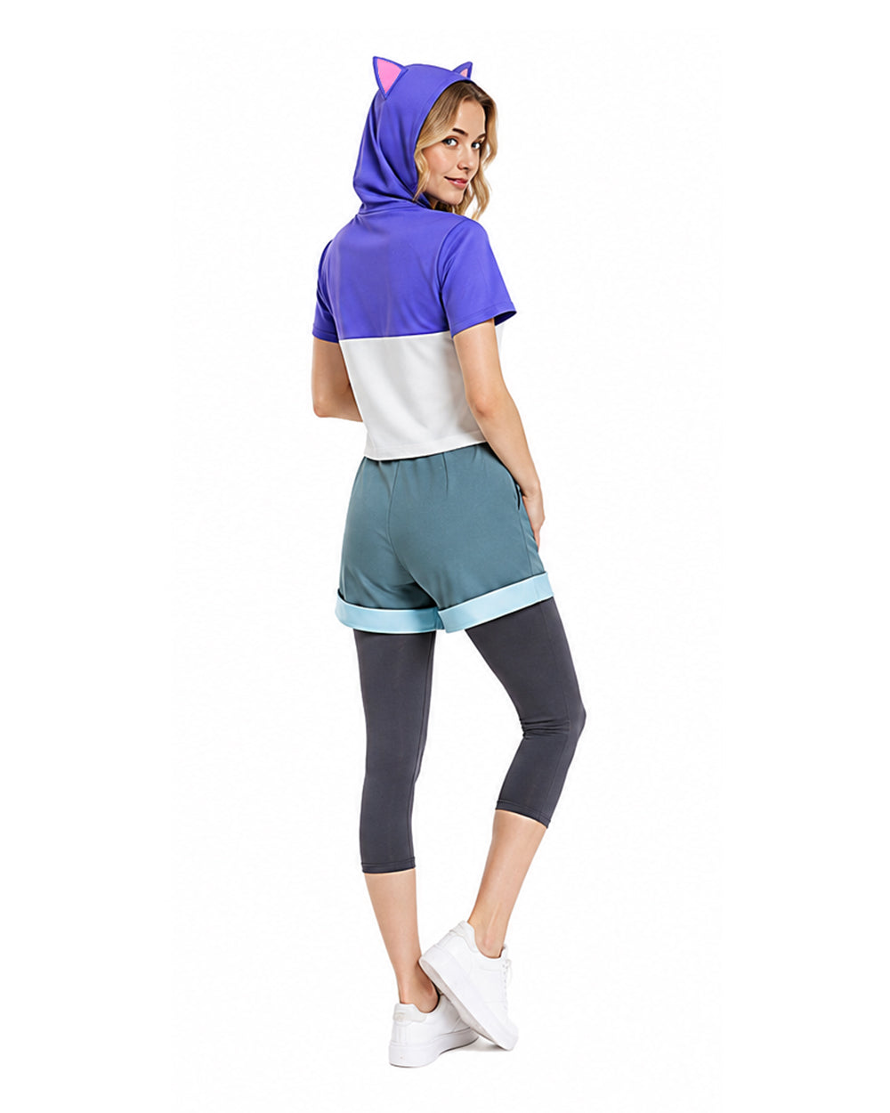 Adult Luz Noceda Costume The Owl House Cosplay Outfit Short-Sleeved Hoodie Shorts and Stockings Suit