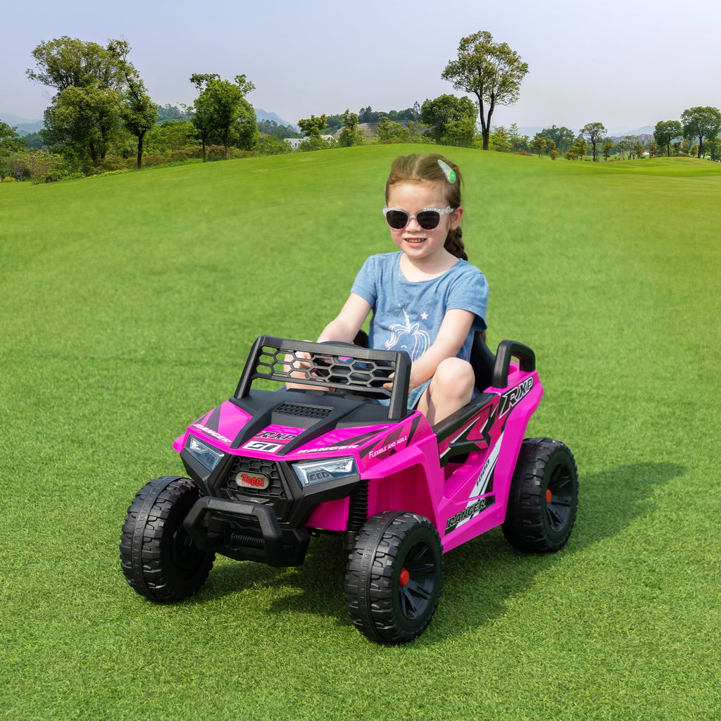 12V Kids Ride On UTV Electric Car with Front LED Lights and Horn Single Seat with a Safety Belt