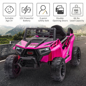 12V Kids Ride On UTV Electric Car with Front LED Lights and Horn Single Seat with a Safety Belt