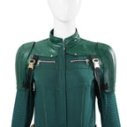 Women Yelena Belova Costume PU Leather Green Jumpsuit with Accessories for Cosplay