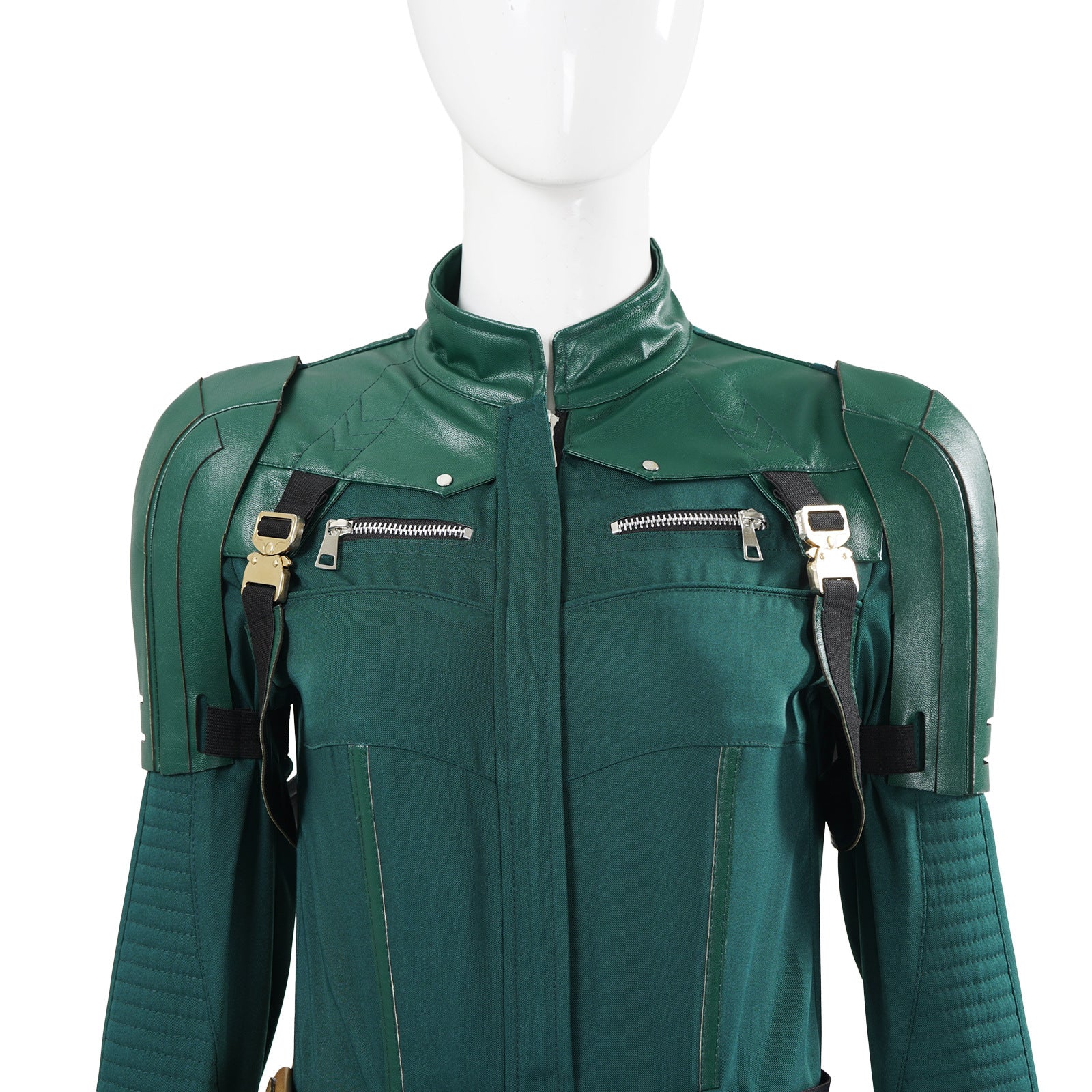 Women Yelena Belova Costume PU Leather Green Jumpsuit with Accessories for Cosplay