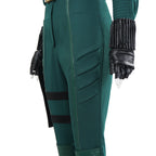 Women Yelena Belova Costume PU Leather Green Jumpsuit with Accessories for Cosplay
