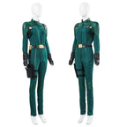 Women Yelena Belova Costume PU Leather Green Jumpsuit with Accessories for Cosplay