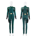 Women Yelena Belova Costume PU Leather Green Jumpsuit with Accessories for Cosplay