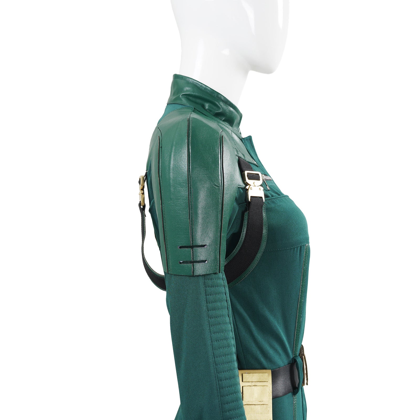 Women Yelena Belova Costume PU Leather Green Jumpsuit with Accessories for Cosplay