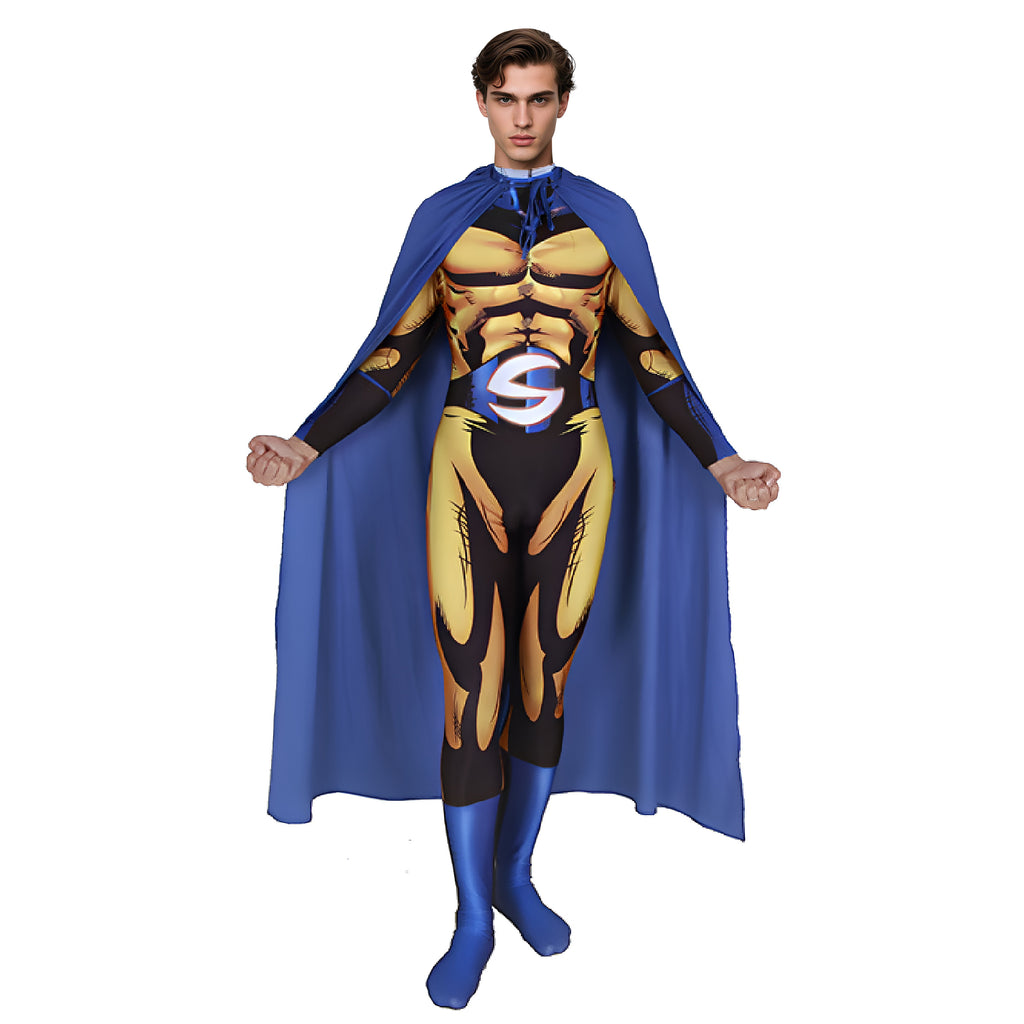 Adult Robert Reynolds Costume Bob The Guard Yellow Cosplay Outfit with Cloak Suit
