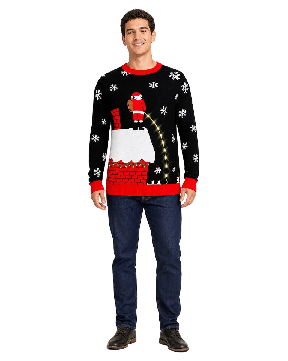 Men's Light-Up Santa Christmas Sweater Ugly Xmas Jumper for Contest