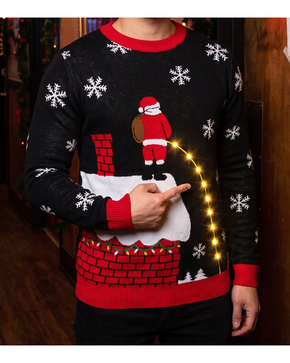 Men's Light-Up Santa Christmas Sweater Ugly Xmas Jumper for Contest