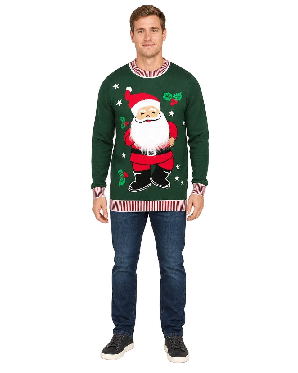 Men's Peekaboo Santa Beard Christmas Sweater Ugly Xmas Jumper