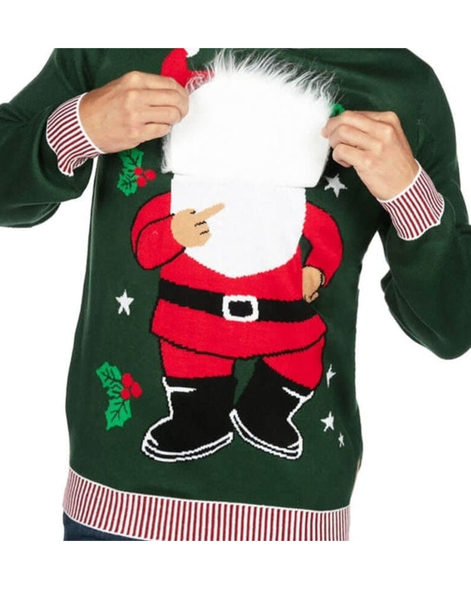 Men's Peekaboo Santa Beard Christmas Sweater Ugly Xmas Jumper