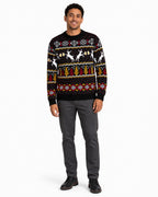 Men's Black Reindeer and Beer Fair Isle Christmas Sweater