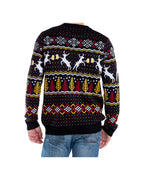Men's Black Reindeer and Beer Fair Isle Christmas Sweater