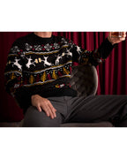Men's Black Reindeer and Beer Fair Isle Christmas Sweater