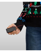 Women's Black Reindeer Light-Up Fair Isle Christmas Cardigan