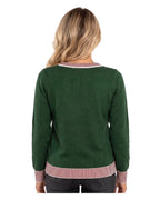 Women's Green Santa Flip-Beard Christmas Sweater