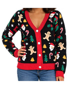 Women's Gingerbread and Santa Christmas Cardigan