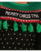 Women's Green Tree Tassel Christmas Sweater