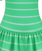Girls Toy Owner Costume Green Striped Layered Dress and Shirt 2pcs Suit for Halloween Cosplay